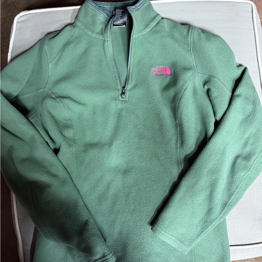 The North Face Green Fleece with Pink Accents